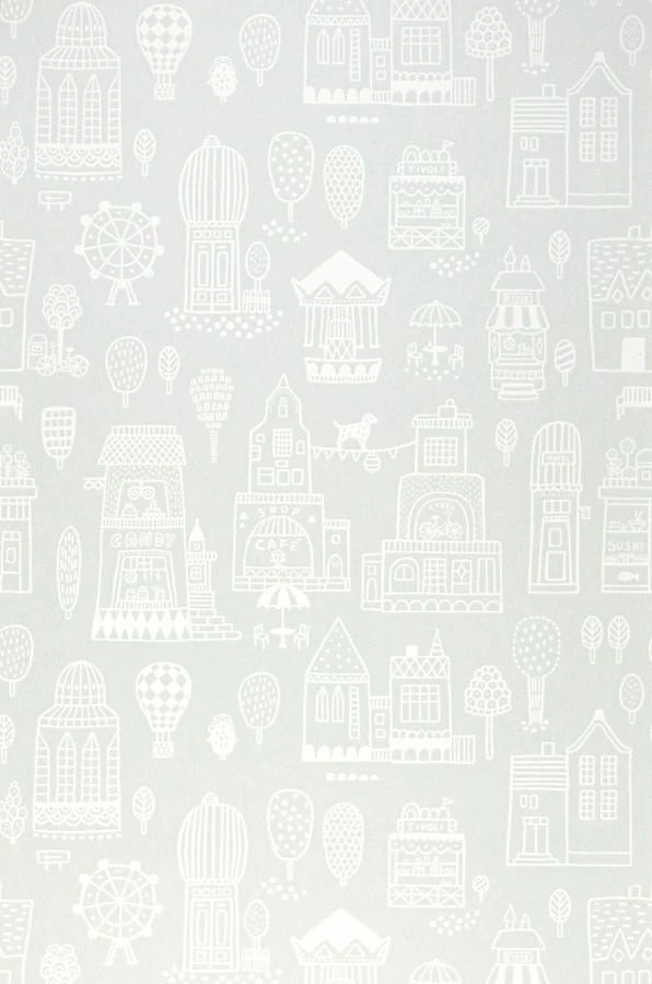 Tapete Small Town Hellgrau 4 Tapete Small Town Hellgrau – Bild 2