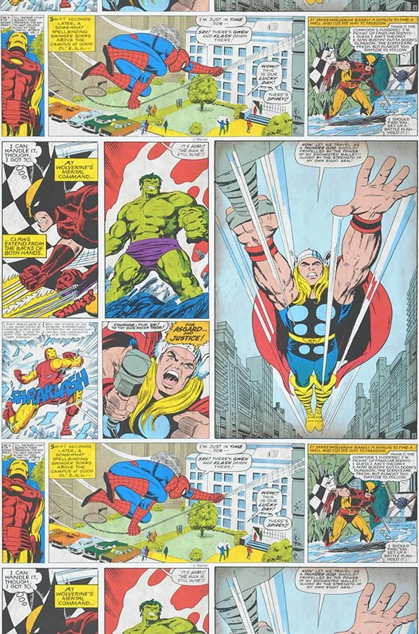 Tapete 1960s Marvel Comic Blau 4 Tapete 1960s Marvel Comic Blau – Bild 2