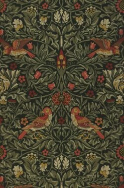 Tapete Morris Birds Schwarzgrün