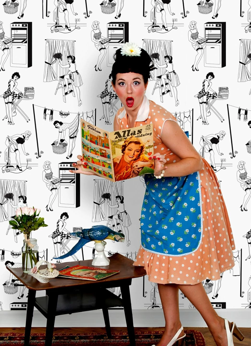 Tapete 50's Housewives Schwarz 5 Tapete 50's Housewives Schwarz – Bild 3