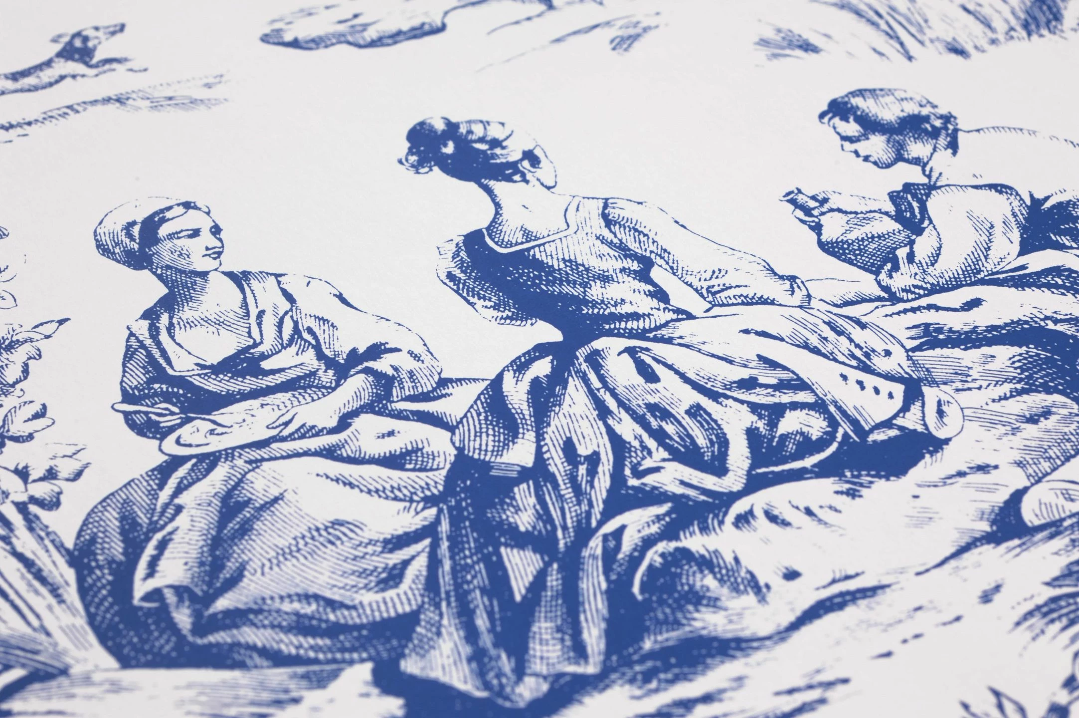 Tapete Toile De Jouy Blau 5 Tapete Toile De Jouy Blau – Bild 3