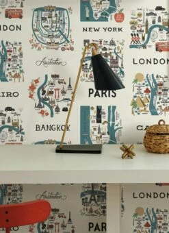 Tapete City Maps Mintgrau