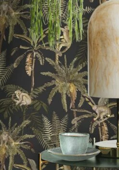 Tapete Greenery Schwarz