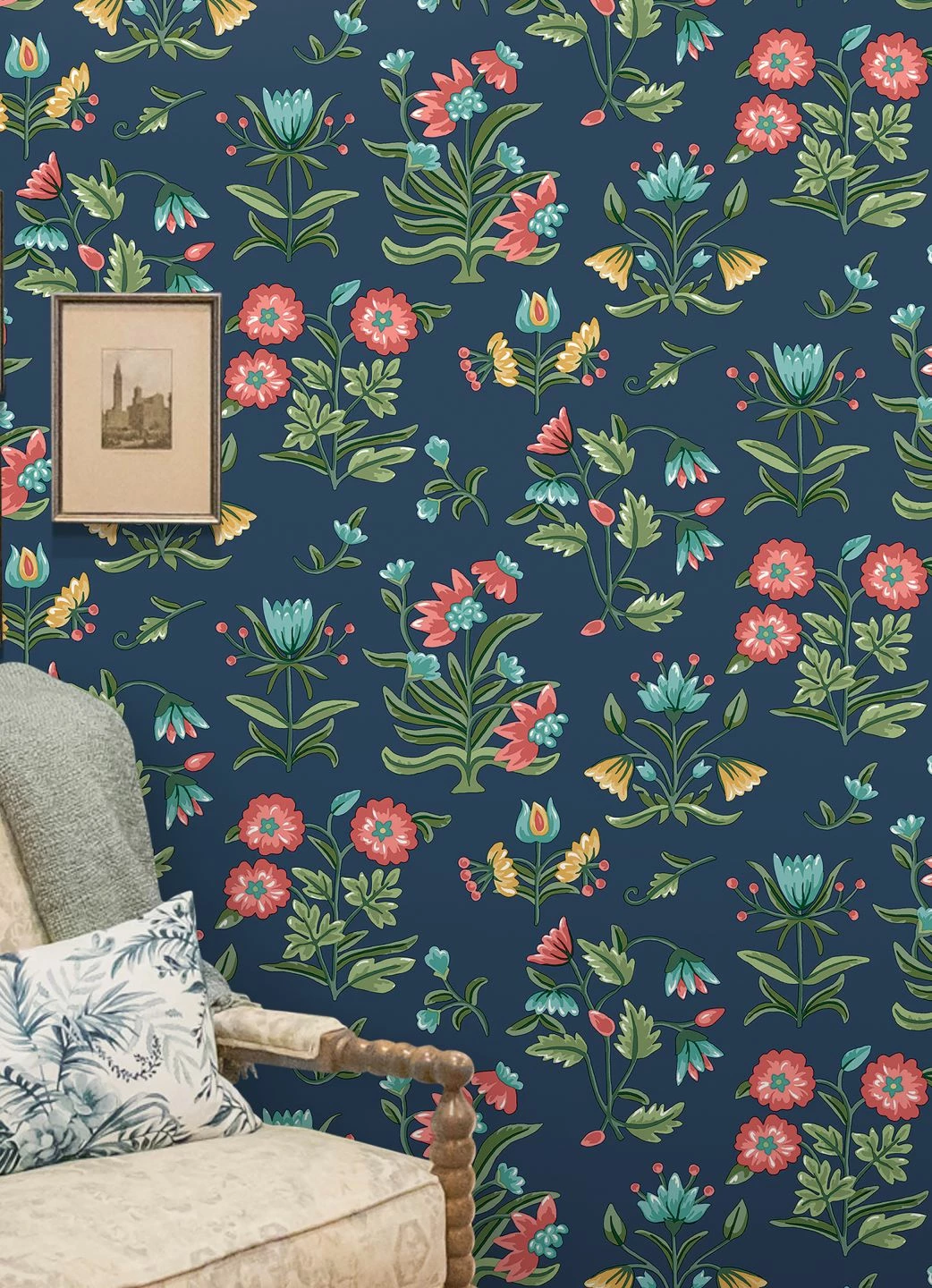 Selbstklebende Tapete Heirloom Floral Dunkelblau 3 Selbstklebende Tapete Heirloom Floral Dunkelblau