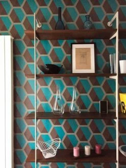 Tapete Hirolanit Türkis Glitzer -Geschaft Tapeten Hirolanit 820601 2880x1440