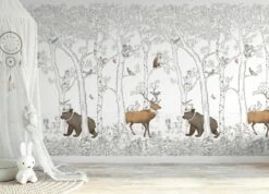 Wandbild Animal Forest Brauntöne -Geschaft Tapeten Jungle Kingdom B 390711 2880x1440