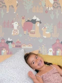 Tapete Lama Village Grauviolett