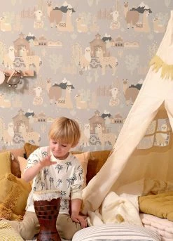 Tapete Lama Village Hellgrau 11 Tapete Lama Village Hellgrau -Geschaft Tapeten Lama Village D 389361 2880x1440