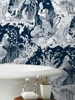 Tapete Mermaids Dunkelblau