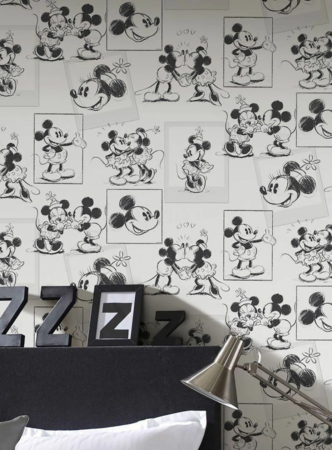 Tapete Mickey Sketches Weiss