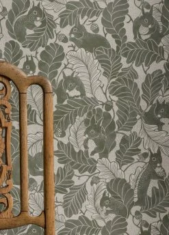 Tapete Oak Tree Tails Blassolivgrün