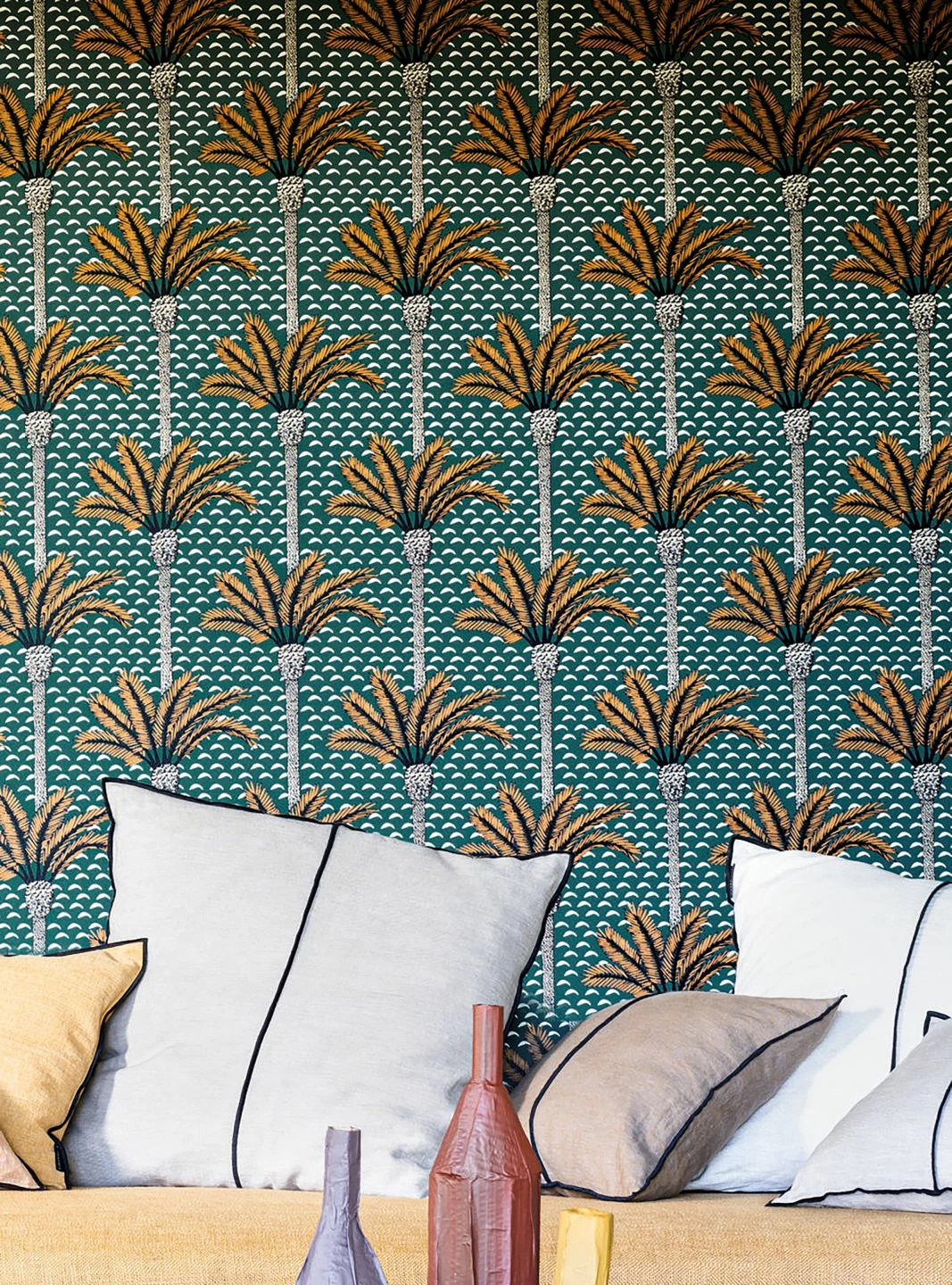 Tapete Palm Luxe Blaugrün 3 Tapete Palm Luxe Blaugrün