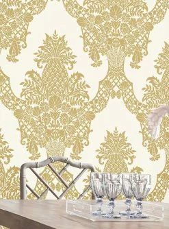 Tapete Pineapple Damask Perlgold -Geschaft Tapeten Pineapple Damask A 790412 2880x1440