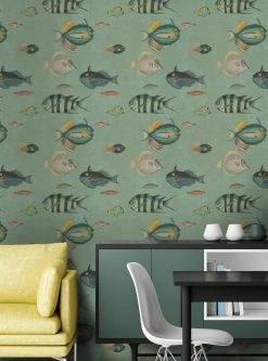 Wandbild Poissons Schilfgrün 9 Wandbild Poissons Schilfgrün -Geschaft Tapeten Poissons B 725071 2880x1440