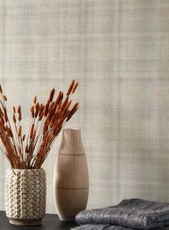 Tapete Shabby Tartan Hellgrau