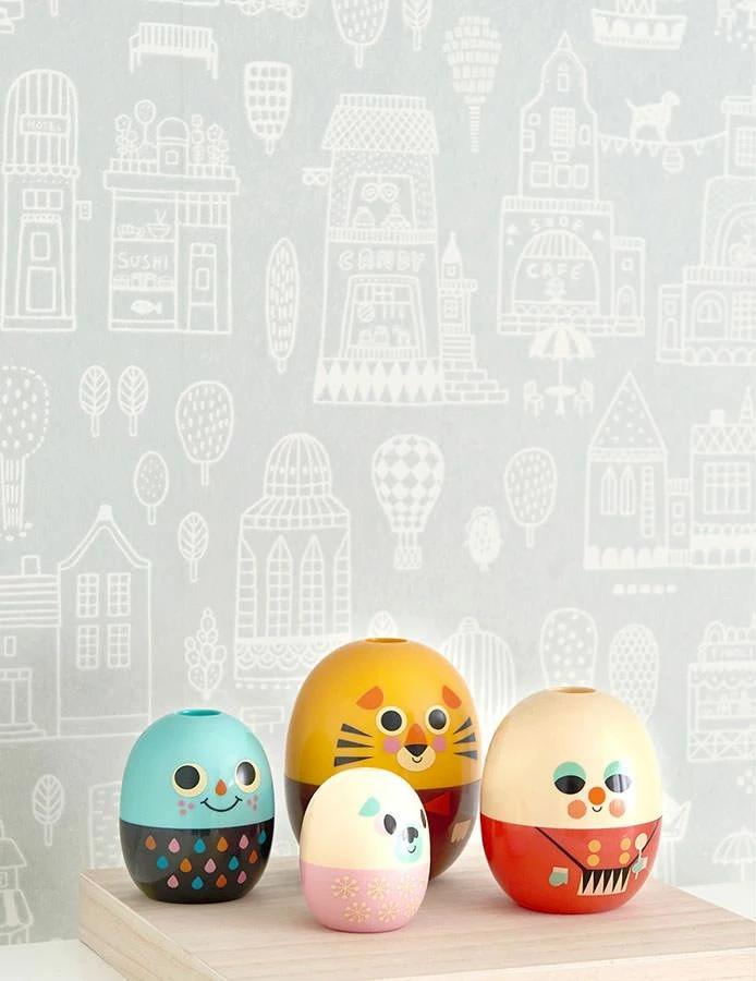 Tapete Small Town Hellgrau 3 Tapete Small Town Hellgrau