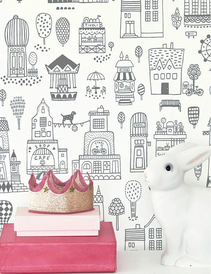 Tapete Small Town Weiss 3 Tapete Small Town Weiss