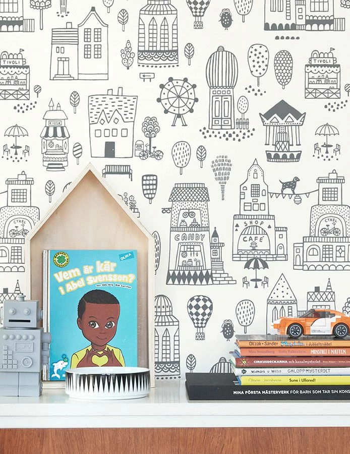 Tapete Small Town Weiss 6 Tapete Small Town Weiss – Bild 4