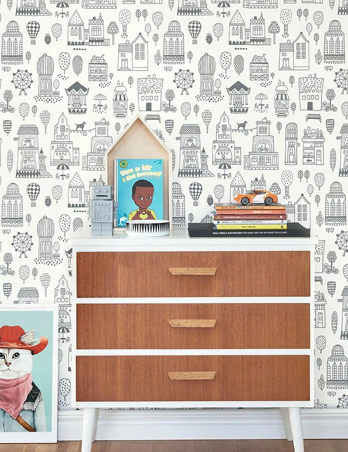 Tapete Small Town Weiss 5 Tapete Small Town Weiss – Bild 3