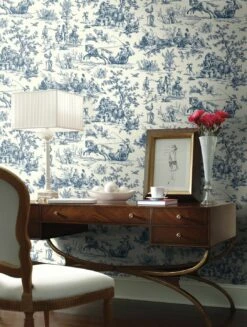 Tapete Toile De Jouy Blau 11 Tapete Toile De Jouy Blau -Geschaft Tapeten Toile de Jouy B 790371 2880x1440