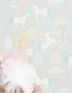 Tapete True Unicorns Hellgrau