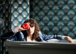 Tapete Tulip And Bird Graublau -Geschaft Tapeten Tulip and Bird F 463211 2880x1440