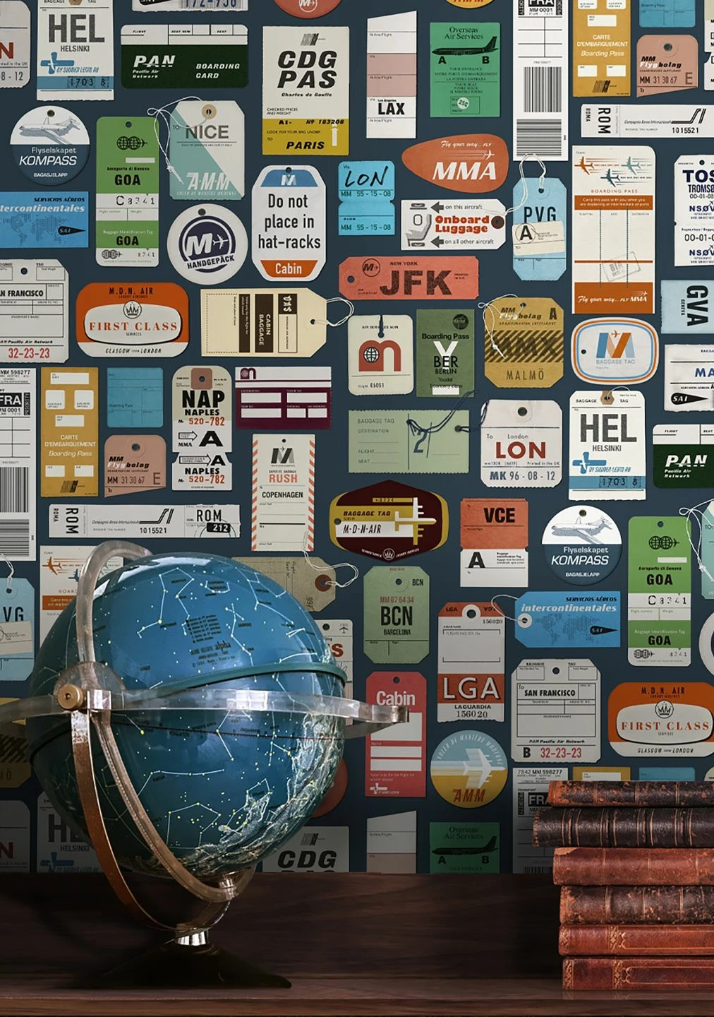 Tapete Vintage Air Travel Graublau 3 Tapete Vintage Air Travel Graublau