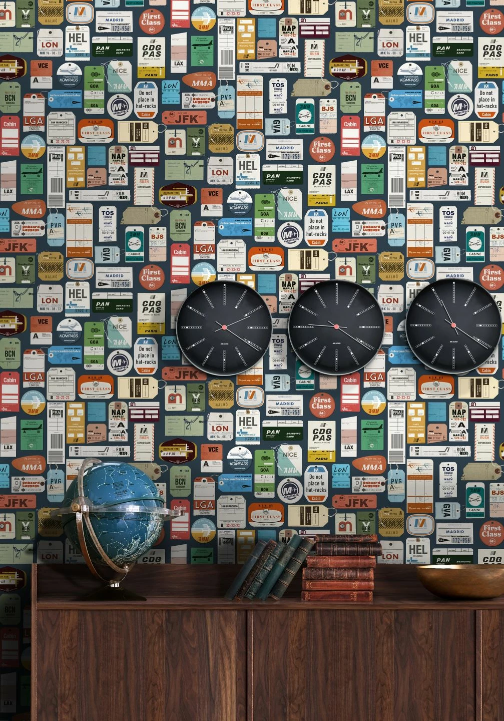 Tapete Vintage Air Travel Graublau 6 Tapete Vintage Air Travel Graublau – Bild 4
