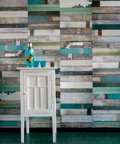Tapete Scrapwood 12 Blassgrün